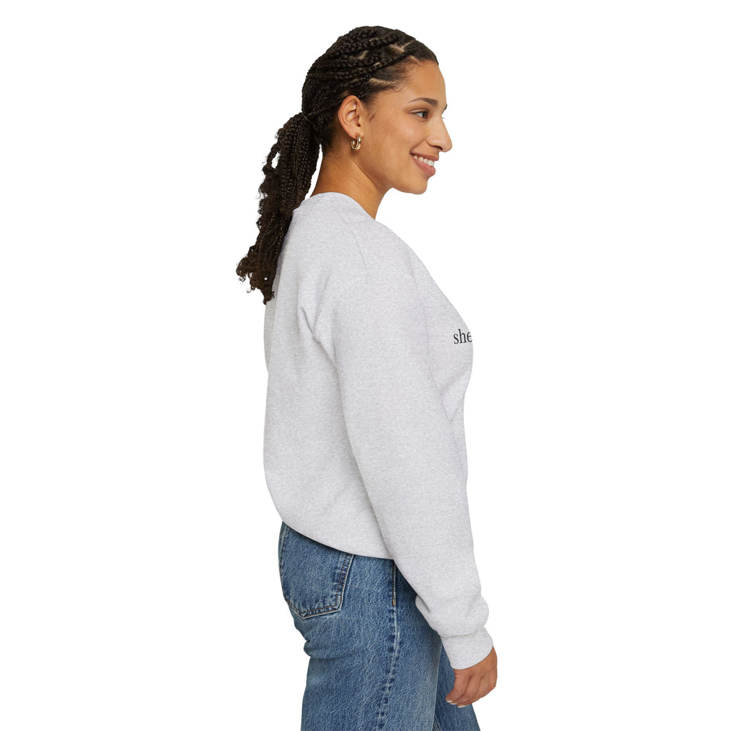 shelovestocreate script logo Sweatshirt | minimalist typography, white crewneck