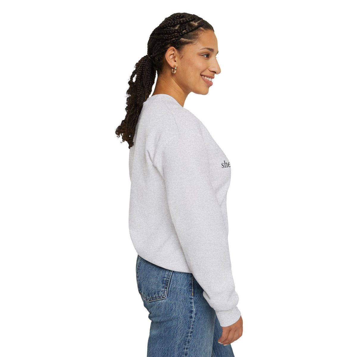 shelovestocreate script logo Sweatshirt | minimalist typography, white crewneck