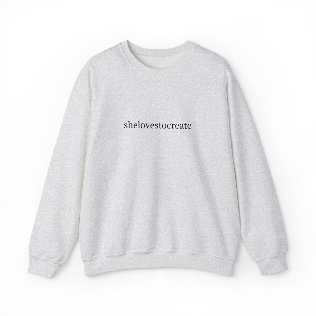 shelovestocreate script logo Sweatshirt | minimalist typography, white crewneck
